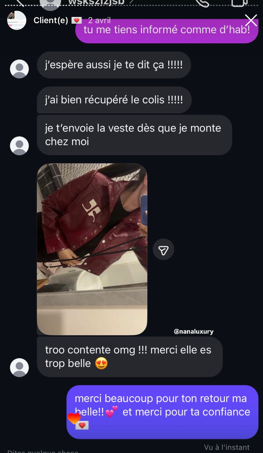 Avis client NANA